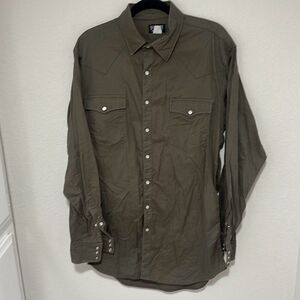 Vintage 90's Schaefer Mens Green High Lonesome Pearl Snap Button Up Shirt Size X